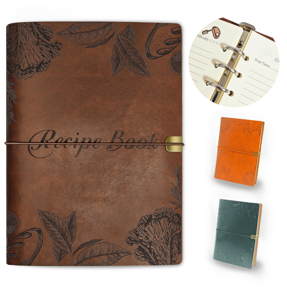 GoShambar leather cover blank recipe book for elegant kitchen organization.