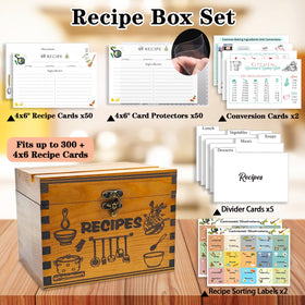 Removable inner board keeps cards upright for quick recipe access.