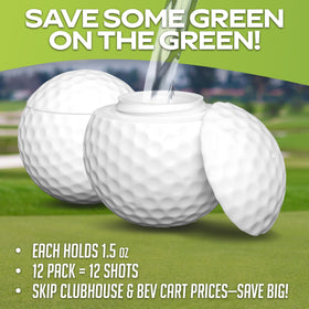 Four-pack packaging showing twelve glasses for parties and golf trips.