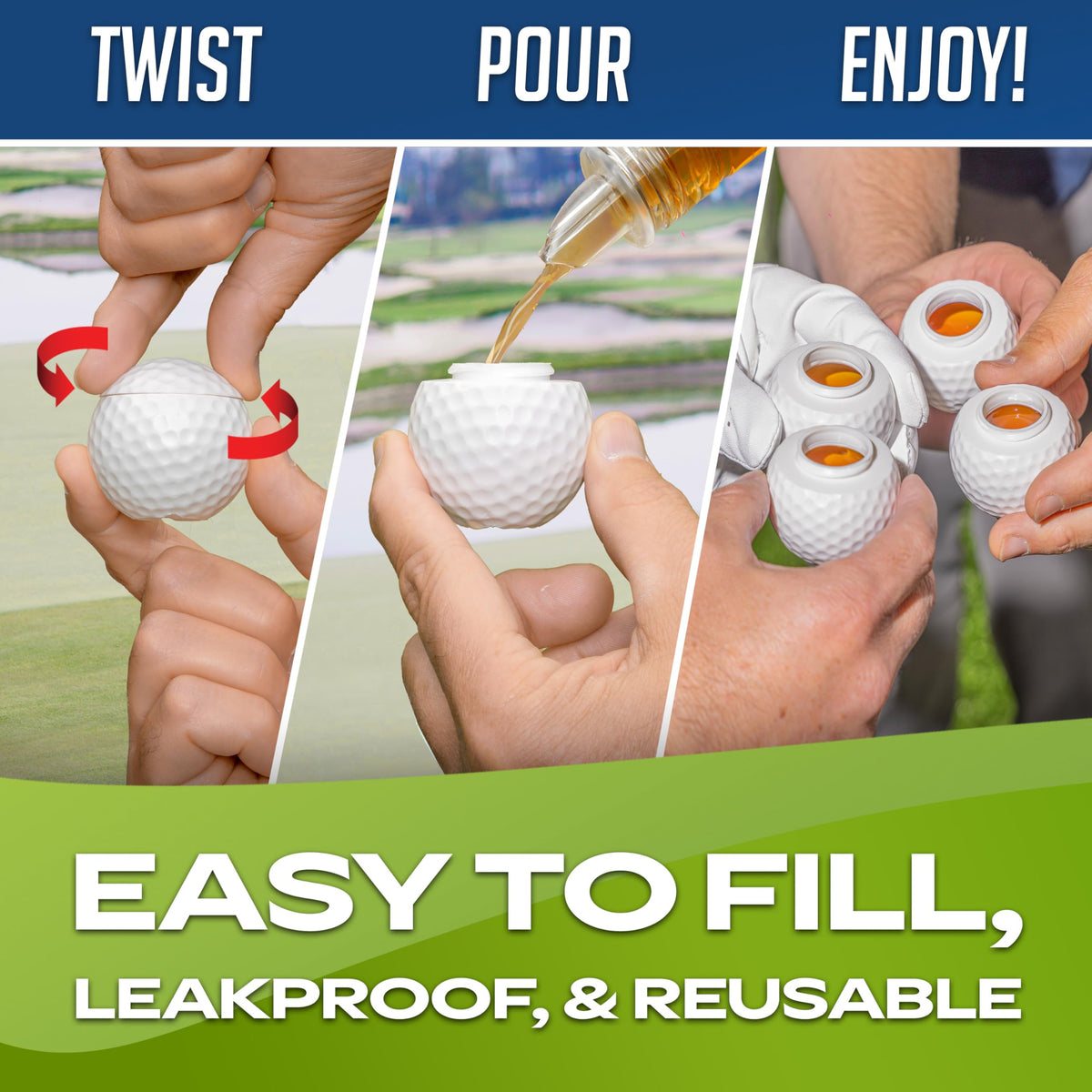 Shot glass with large mouth opening, 1.5 oz capacity for easy filling.