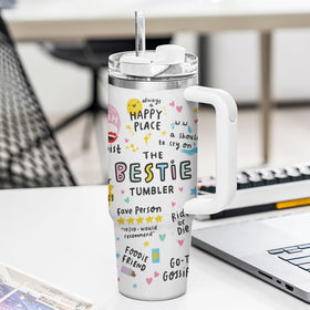Gossby The Bestie 30oz tumbler with handle for commutes and desk breaks.
