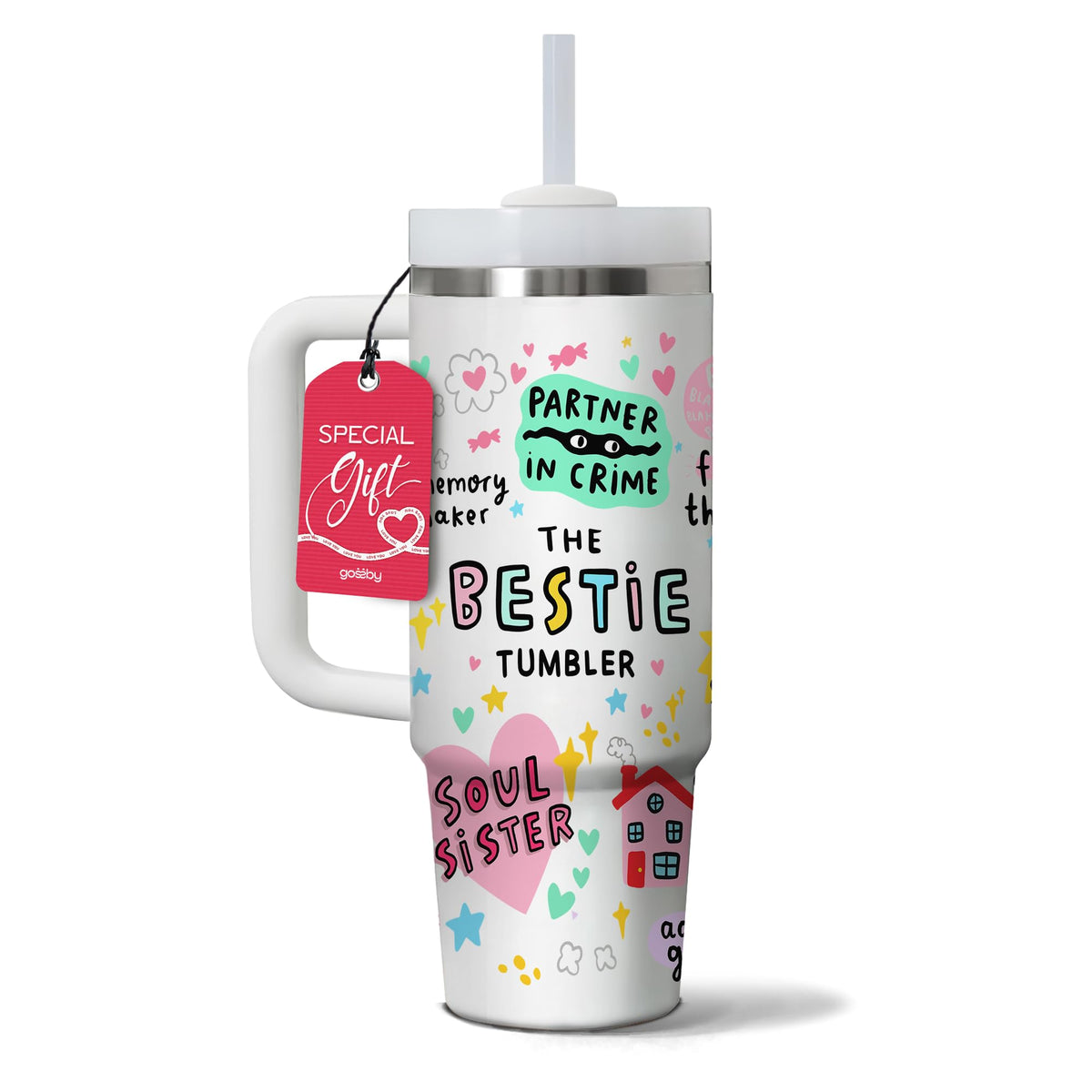 Gossby The Bestie 30oz tumbler with handle for easy on-the-go sipping.