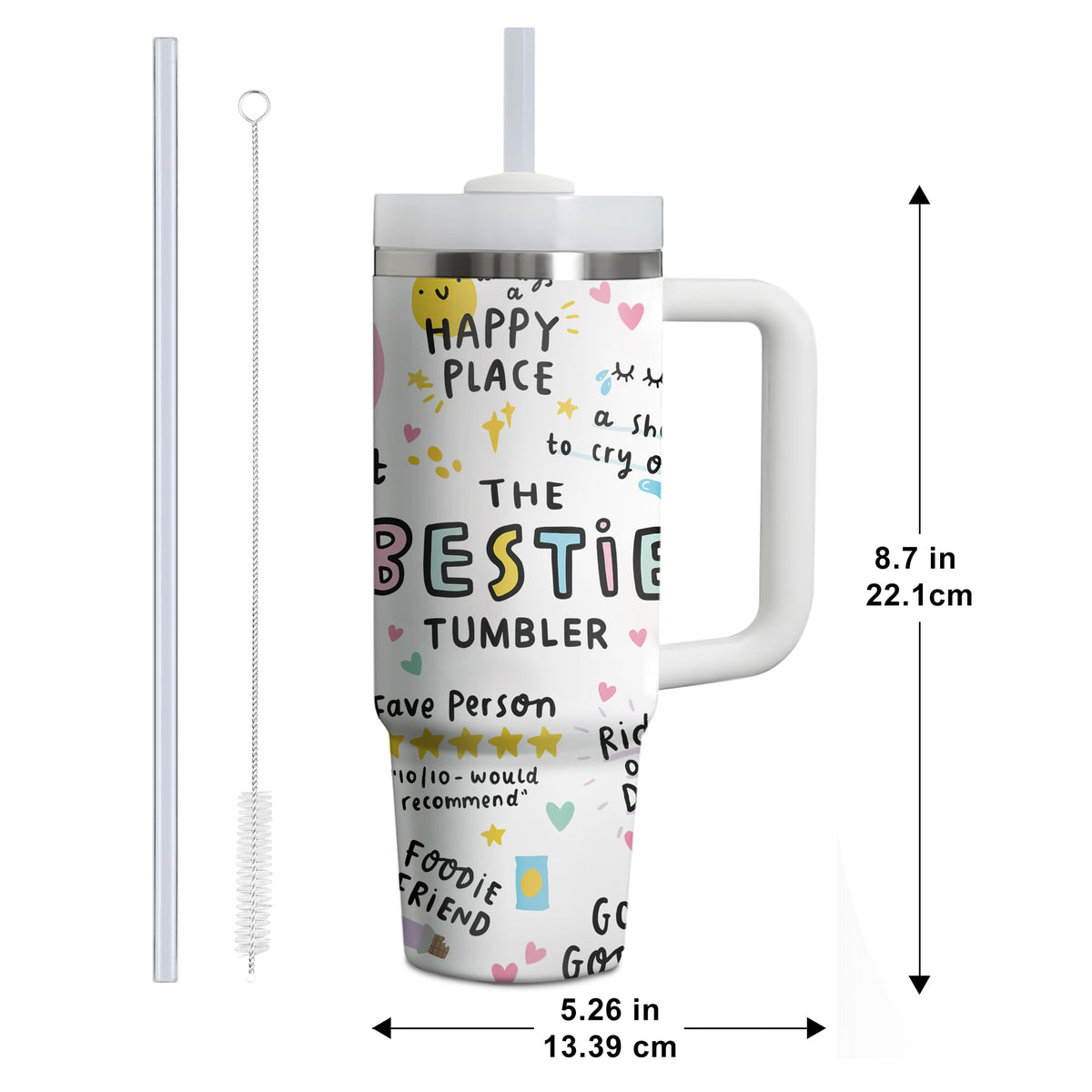 Gossby The Bestie 30oz stainless steel body keeps drinks hot or cold longer.