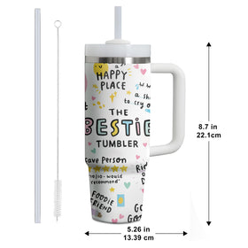 Gossby The Bestie 30oz stainless steel body keeps drinks hot or cold longer.
