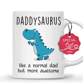 Gossby DADDYSAURUS mug front view showcasing playful design for Father's Day gift ideas.