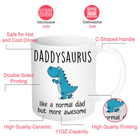 Gossby DADDYSAURUS mug handle close-up highlighting comfortable grip for daily coffee rituals.