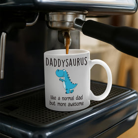 Gossby DADDYSAURUS mug microwave and dishwasher safe for busy households.