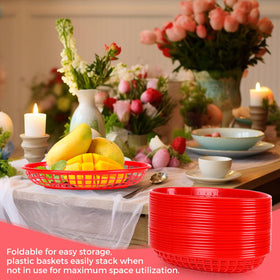 GothaBach foldable and stackable red baskets saving space