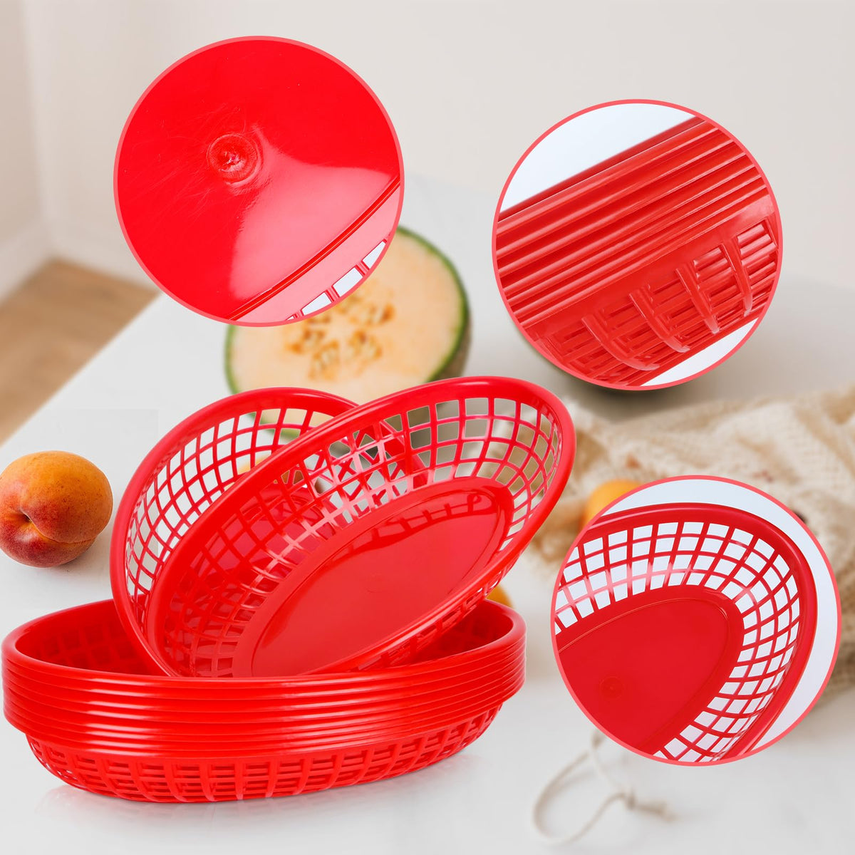GothaBach microwave-safe red baskets for quick reheating