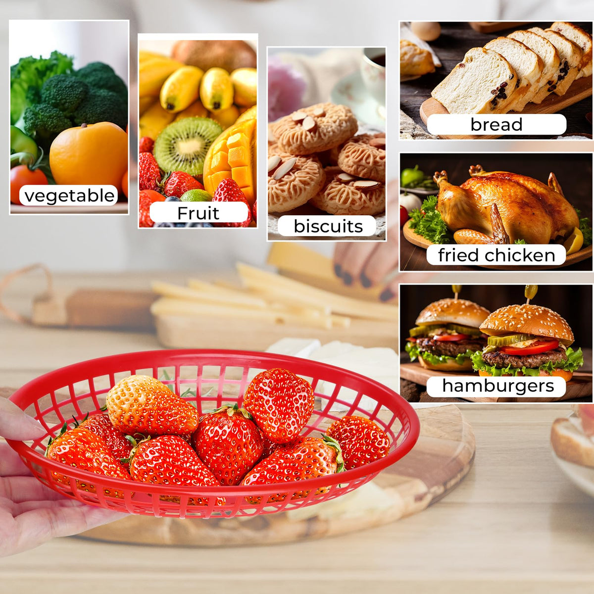 GothaBach organization red baskets keep items neat and accessible