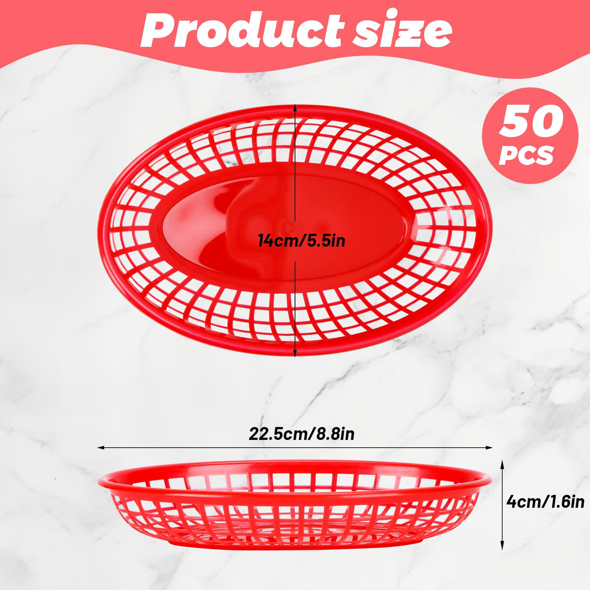 GothaBach perforated red baskets highlighting airflow for snacks and meals