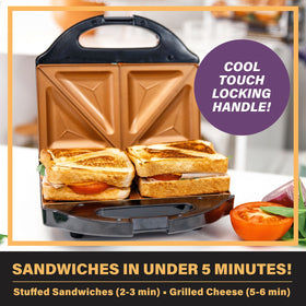 Gotham Steel 2-in-1 panini press for versatile two-sandwich grilling.