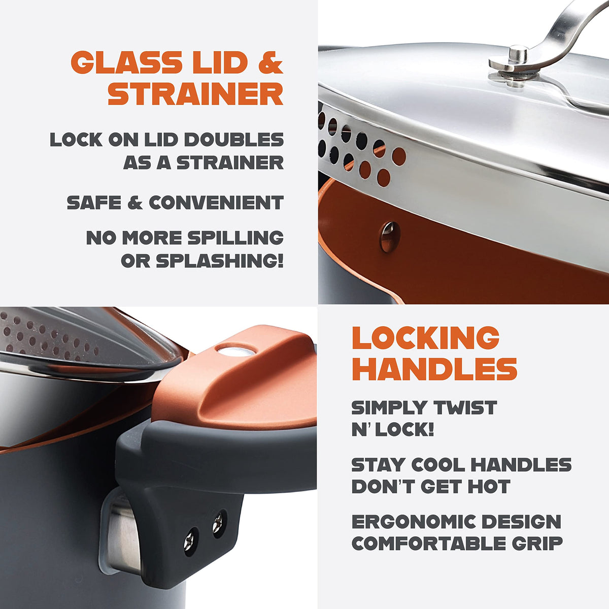 Gotham Steel ceramic nonstick coating enables easy food release.