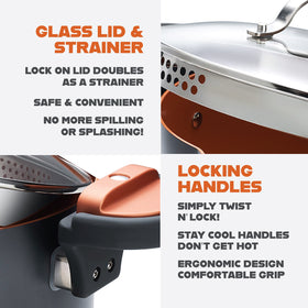 Gotham Steel ceramic nonstick coating enables easy food release.