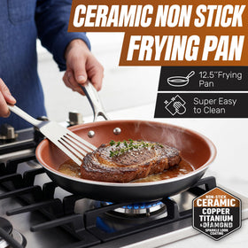 Gotham Steel ceramic coating close-up highlighting diamond-reinforced nonstick performance.