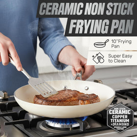 GOTHAM STEEL ceramic surface coating delivering a durable nonstick release.
