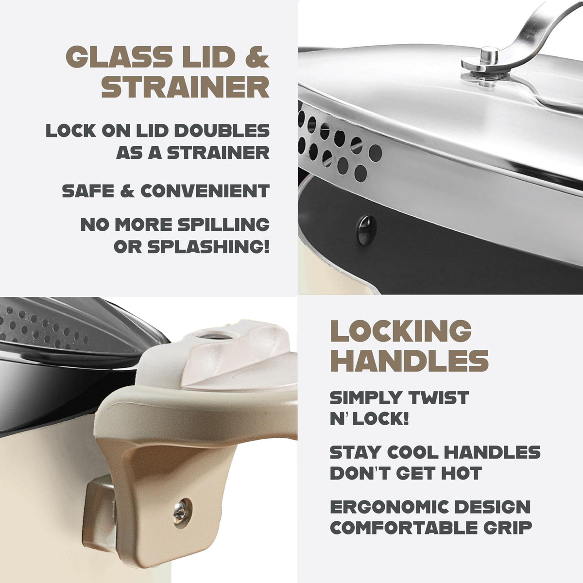 GOTHAM STEEL diamond coated surface resists wear with metal utensils