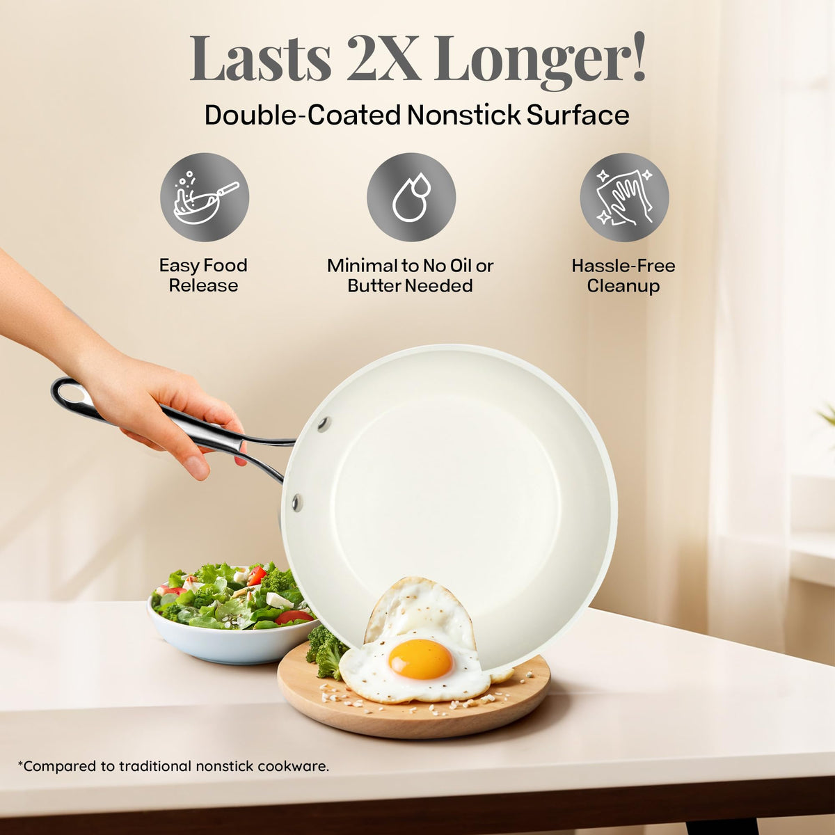 Gotham Steel dishwasher-safe symbol on packaging for easy cleanup after meals.