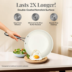 Gotham Steel dishwasher-safe symbol on packaging for easy cleanup after meals.