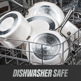 GOTHAM STEEL cream-colored pan adds a modern touch to your kitchen.