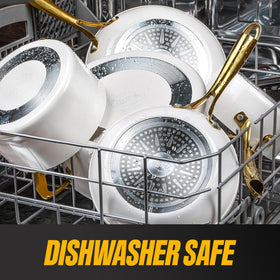 Gotham Steel gold stay-cool handles enhance comfort and kitchen aesthetics.
