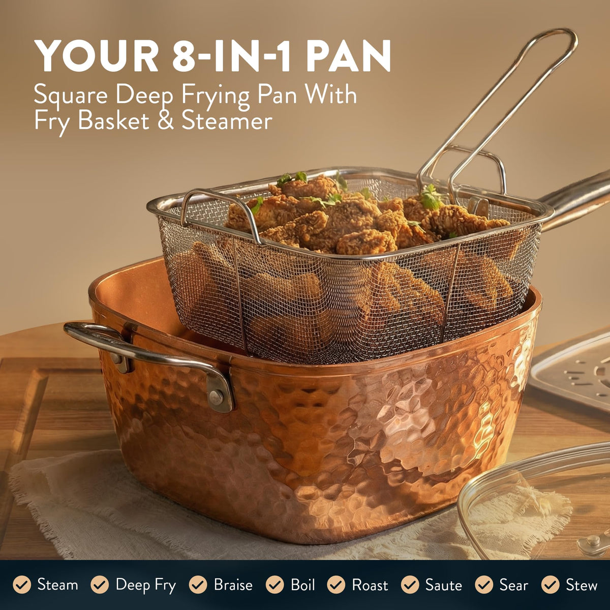 Gotham Steel Hammered 1.5-quart saucepan with glass lid for simmering sauces