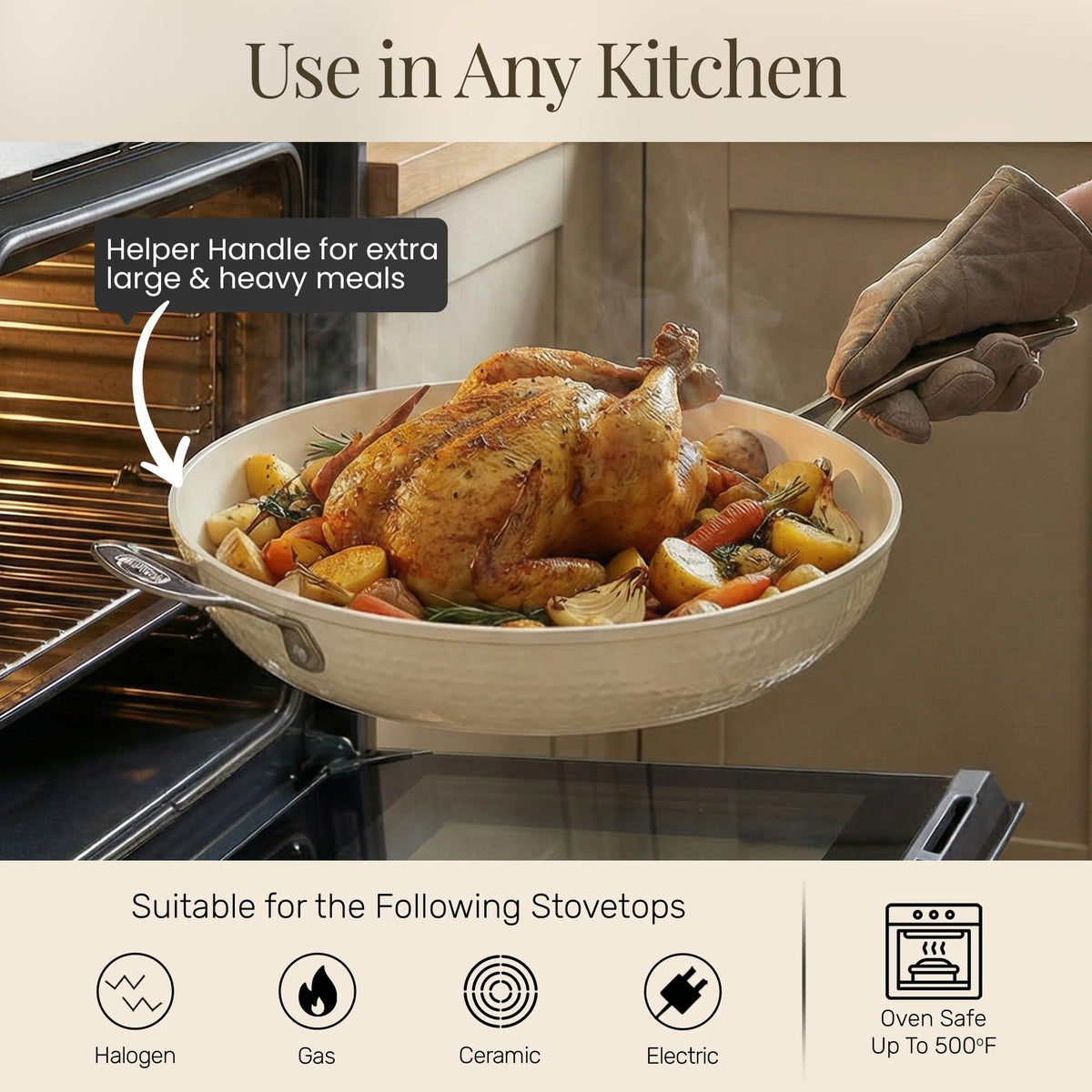 Gotham Steel Hammered 14-Inch Pan oven-safe performance for finishes