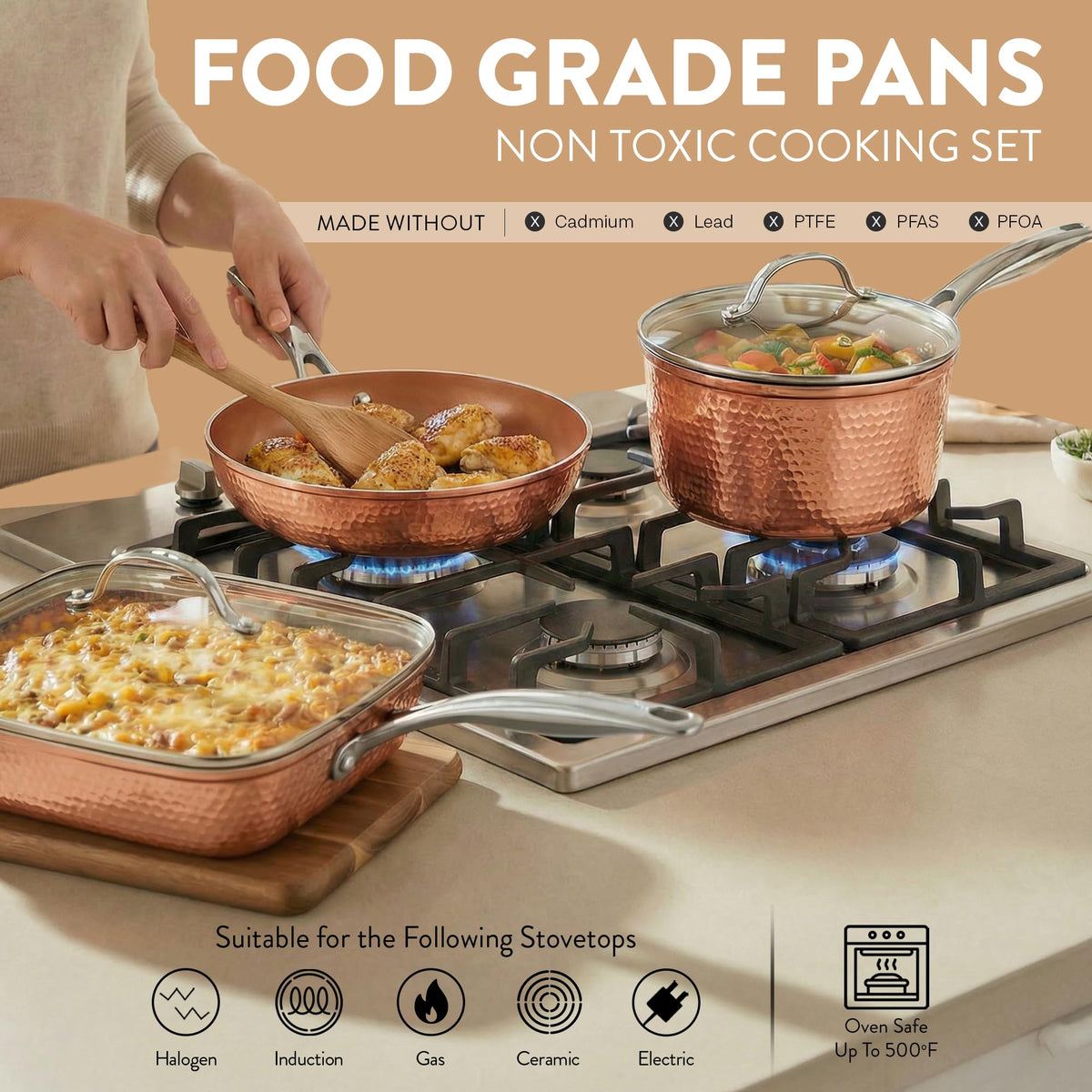 Gotham Steel Hammered 5-quart stock pot with lid for hearty meals