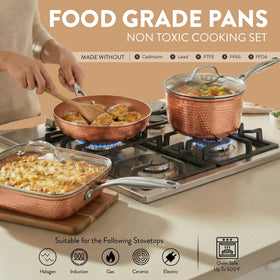 Gotham Steel Hammered 5-quart stock pot with lid for hearty meals