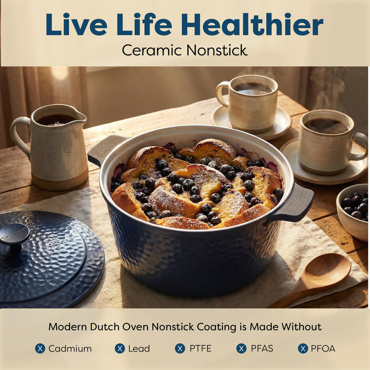 Gotham Steel Dutch Oven interior close-up highlights ceramic nonstick surface.