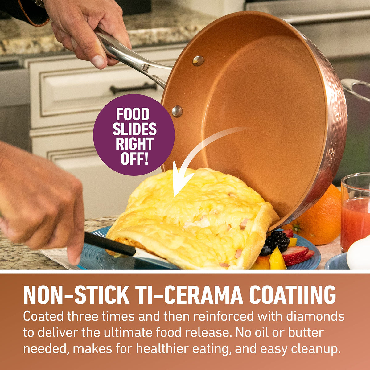Gotham Steel Hammered 10-inch pan top view for versatile everyday cooking
