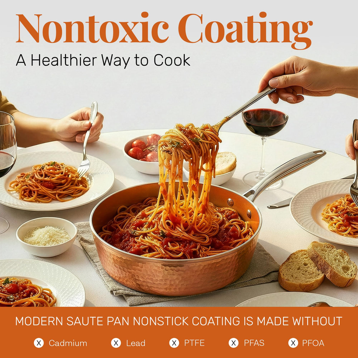 Gotham Steel Modern stay-cool handle provides comfortable grip during sautéing