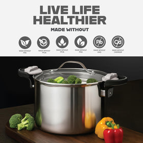 Gotham Steel pasta pot with diamond-infused coating for durability