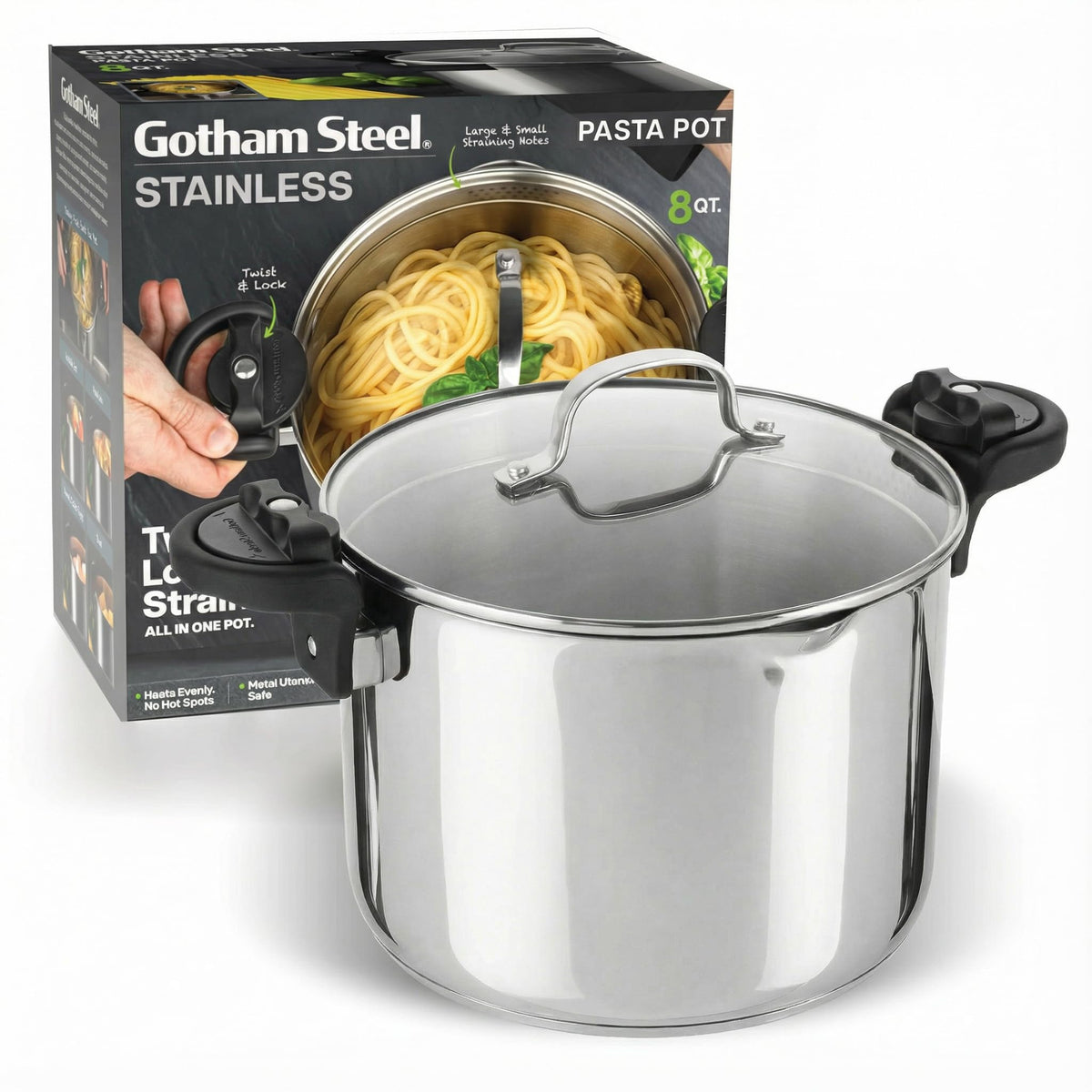 Gotham Steel pasta pot easy cleanup after cooking