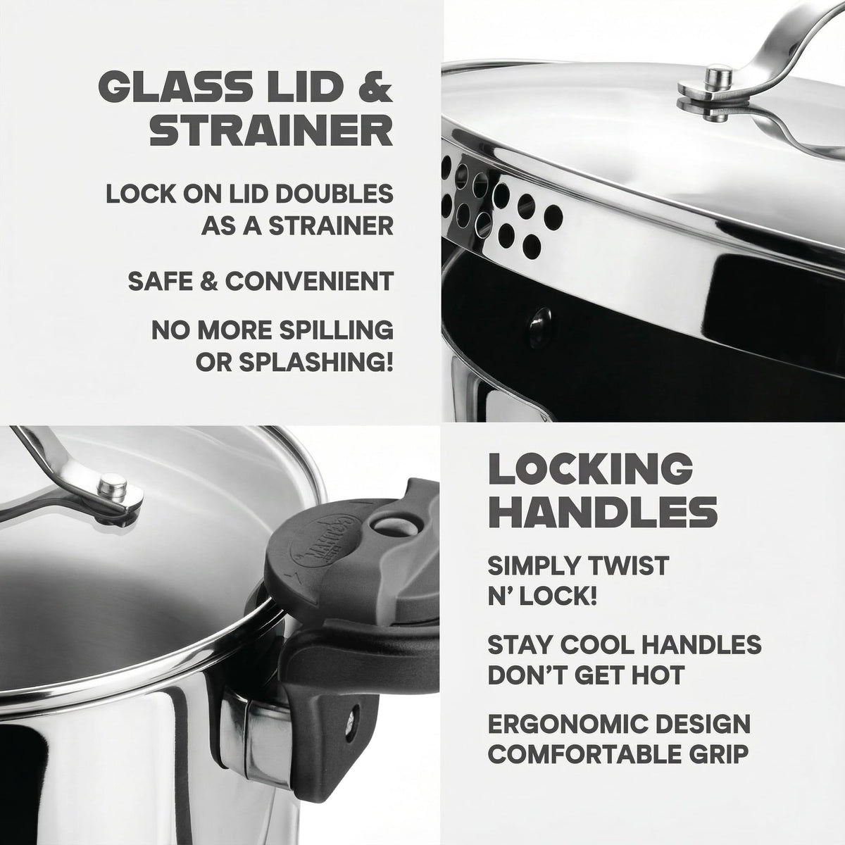 Gotham Steel pasta pot induction-ready for universal cooktop compatibility