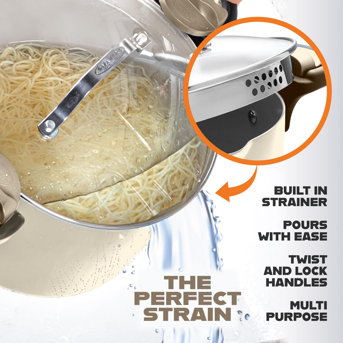 GOTHAM STEEL twist and lock handles for safe pouring