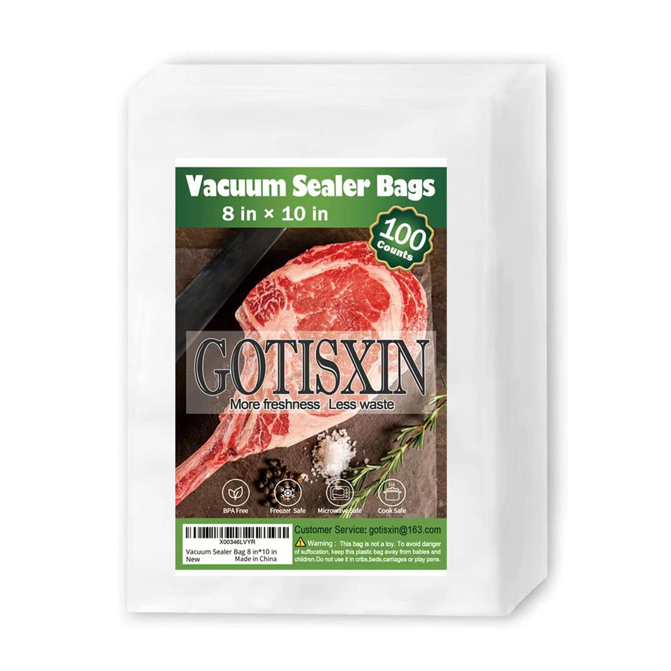 GOTISXIN 100 Quart vacuum bags with airtight seal for fresh storage.