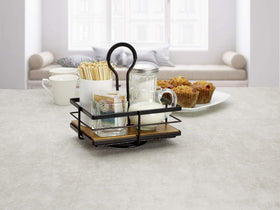Gourmet Basics by Mikasa Nova acacia wood base adds natural contrast to your table
