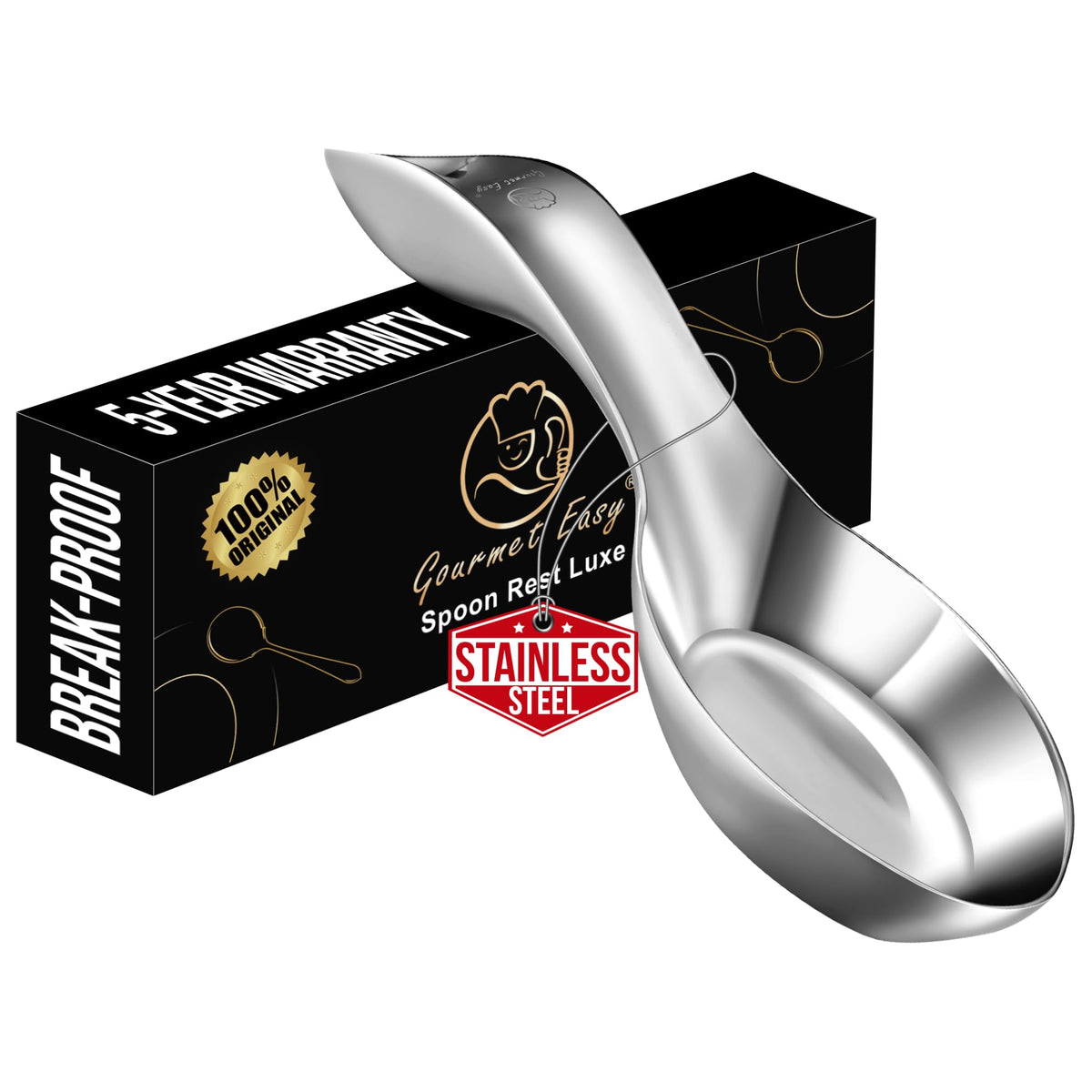 Gourmet Easy break-proof spoon rest on stove top keeps utensils tidy and ready.