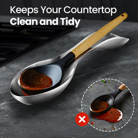Gourmet Easy dishwasher-safe spoon rest cleans quickly after cooking.