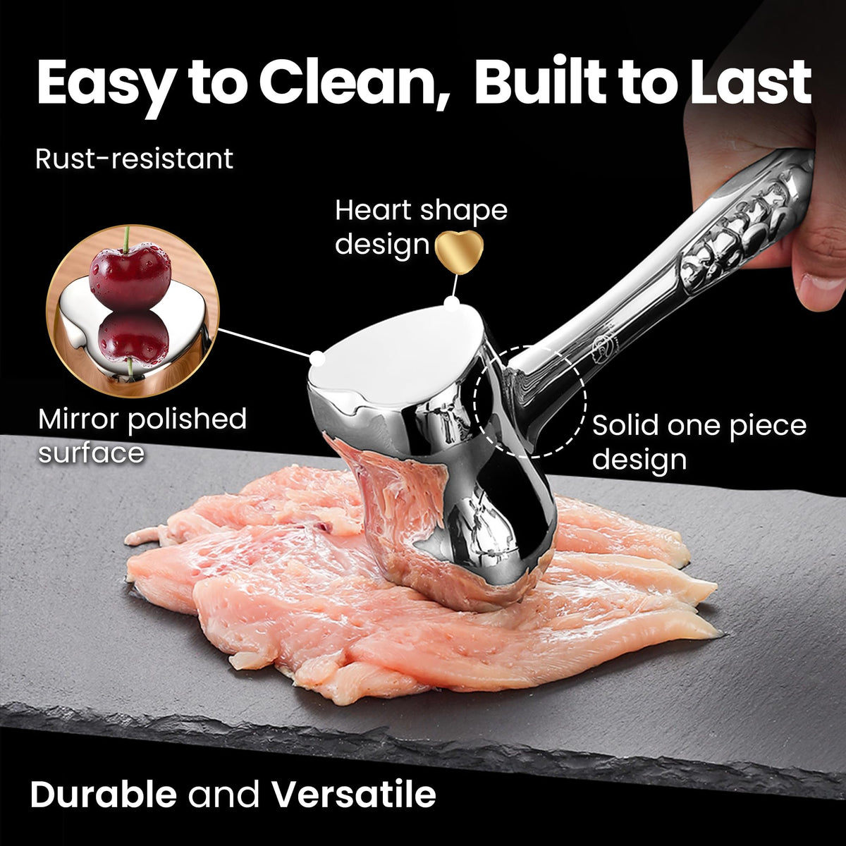 Gourmet Easy flat side aids even pounding on chicken cutlets