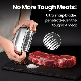 Gourmet Easy Meat Tenderizer Tool ergonomic handle offers even pressure for consistent results