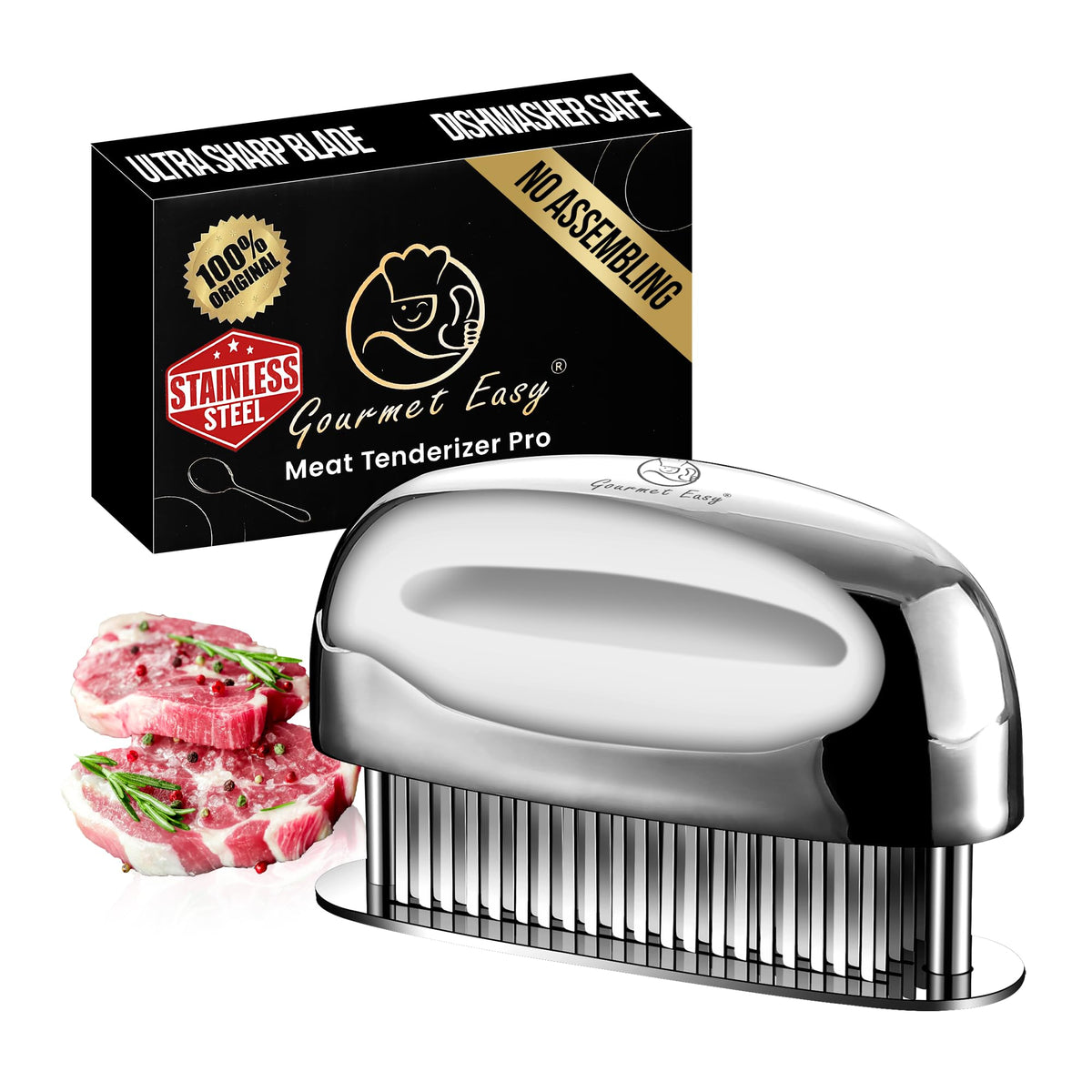 Gourmet Easy Meat Tenderizer Tool needle tips close-up for deeper flavor penetration