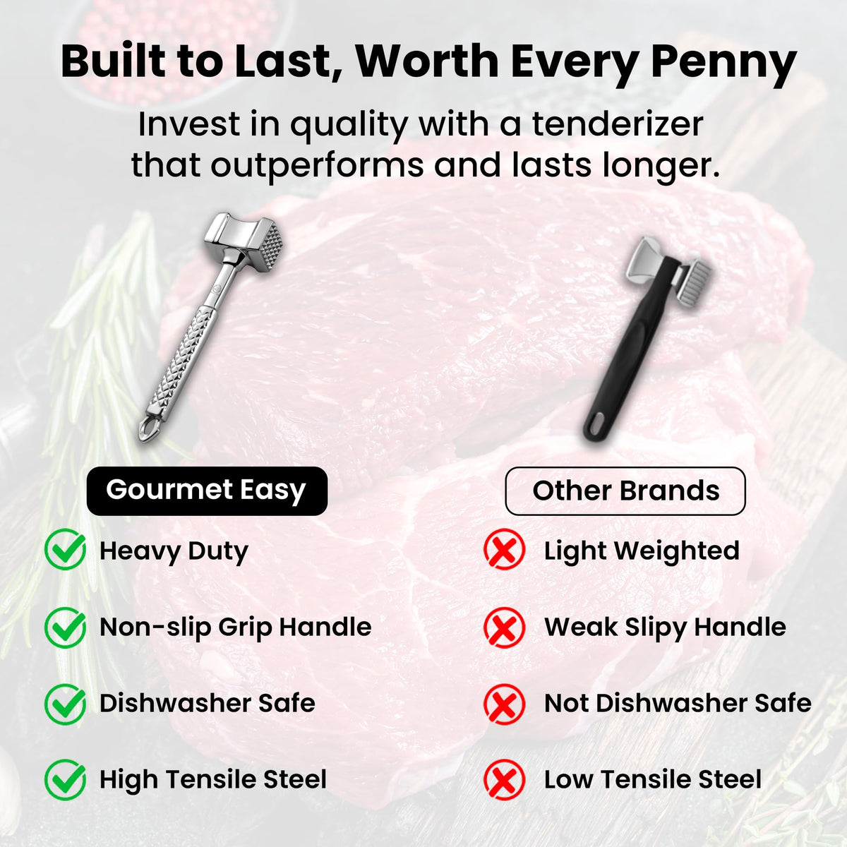 Gourmet Easy versatile use: crush nuts, crack ice, tenderize meat