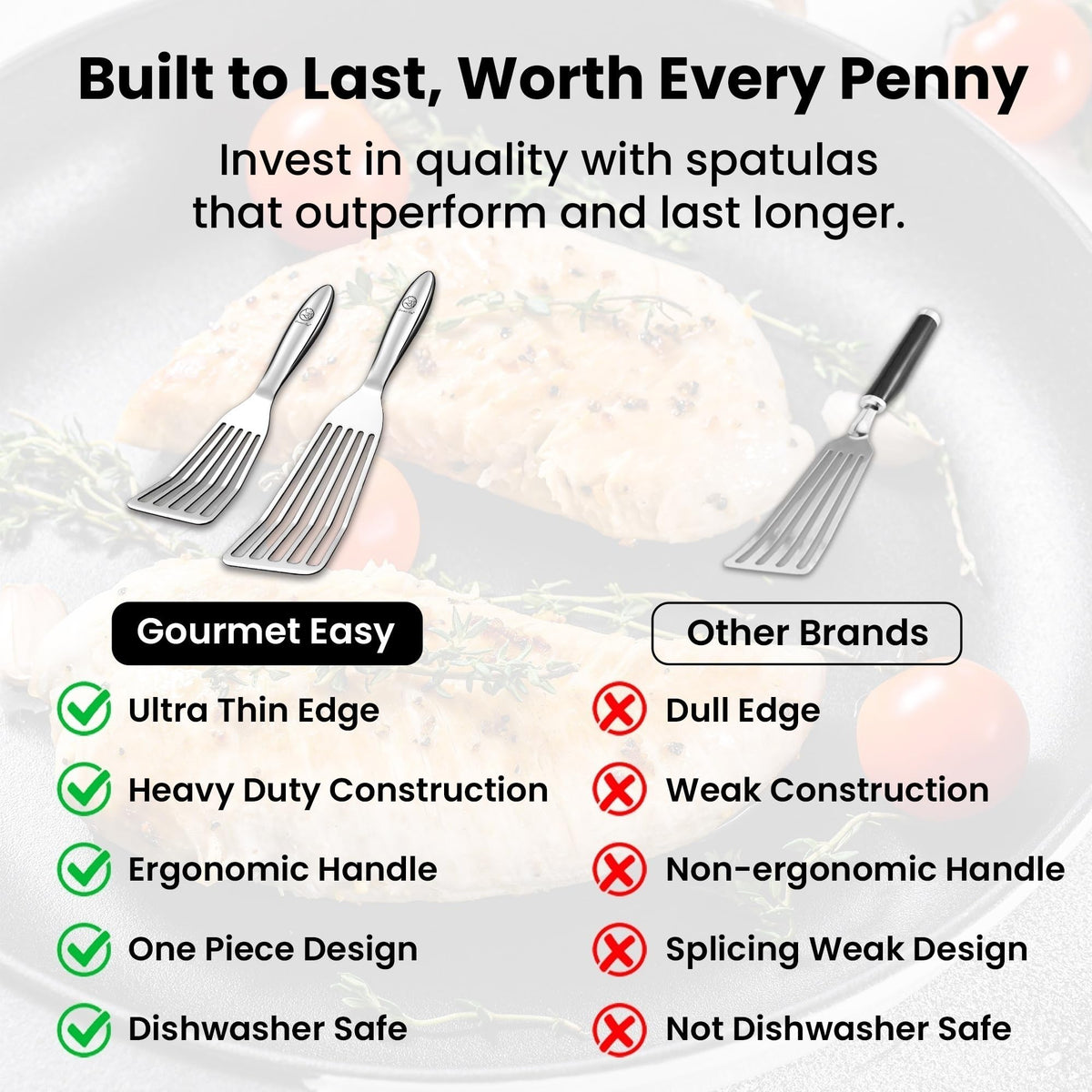 Gourmet Easy rustproof stainless steel ensures lasting performance