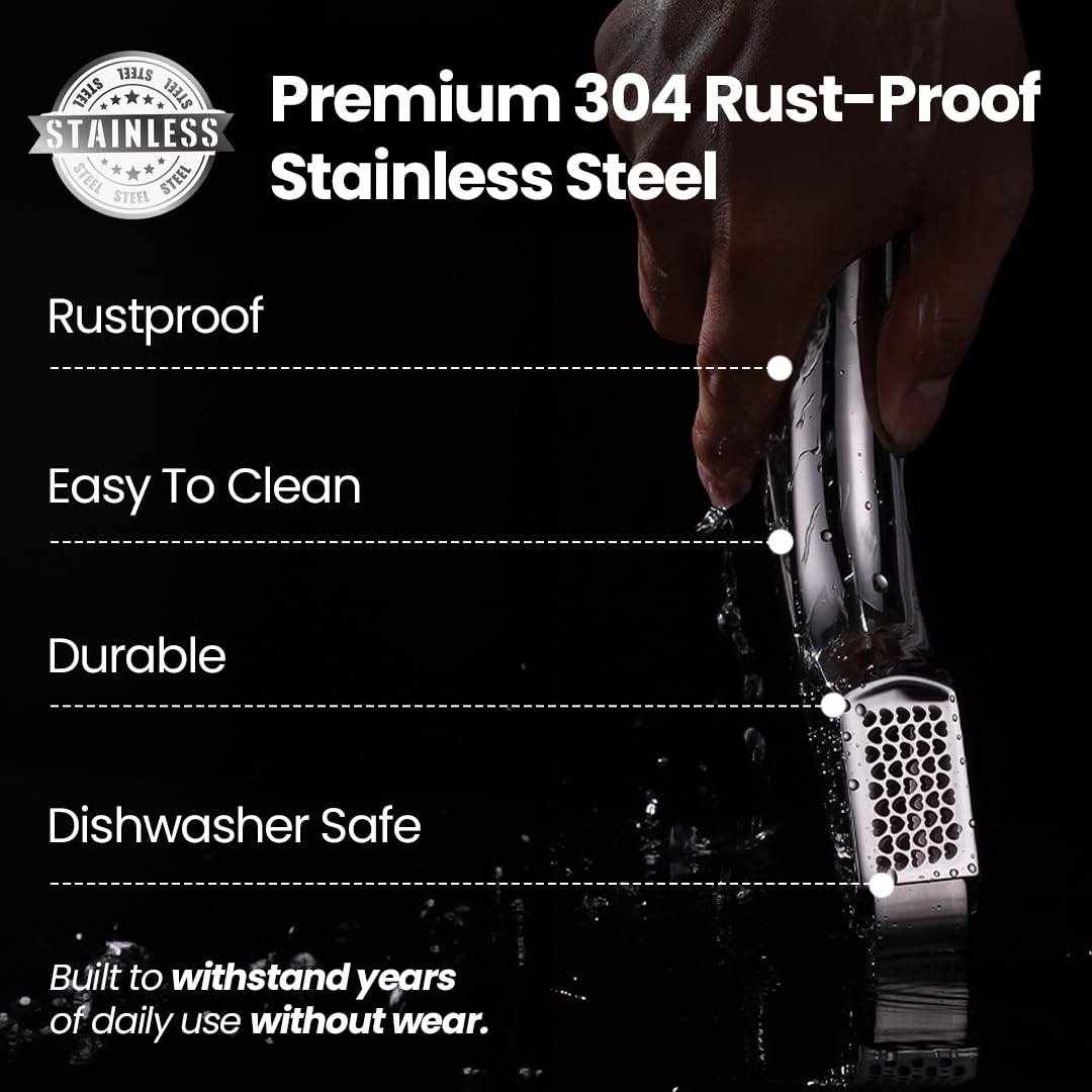 Gourmet Easy garlic press with two detachable handles for fine or coarse mincing