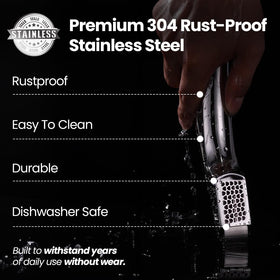 Gourmet Easy garlic press with two detachable handles for fine or coarse mincing