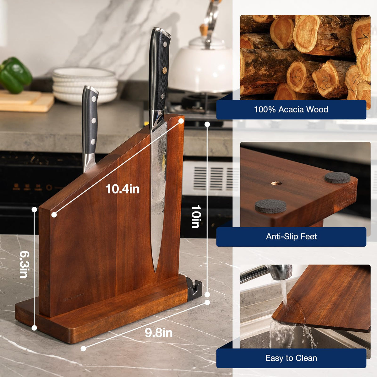 Gourmetop acacia wood grain variation adds natural warmth