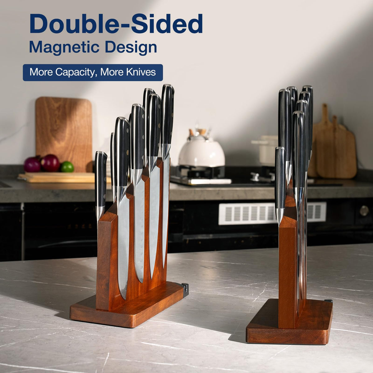 Gourmetop double-sided magnet design holding multiple knives