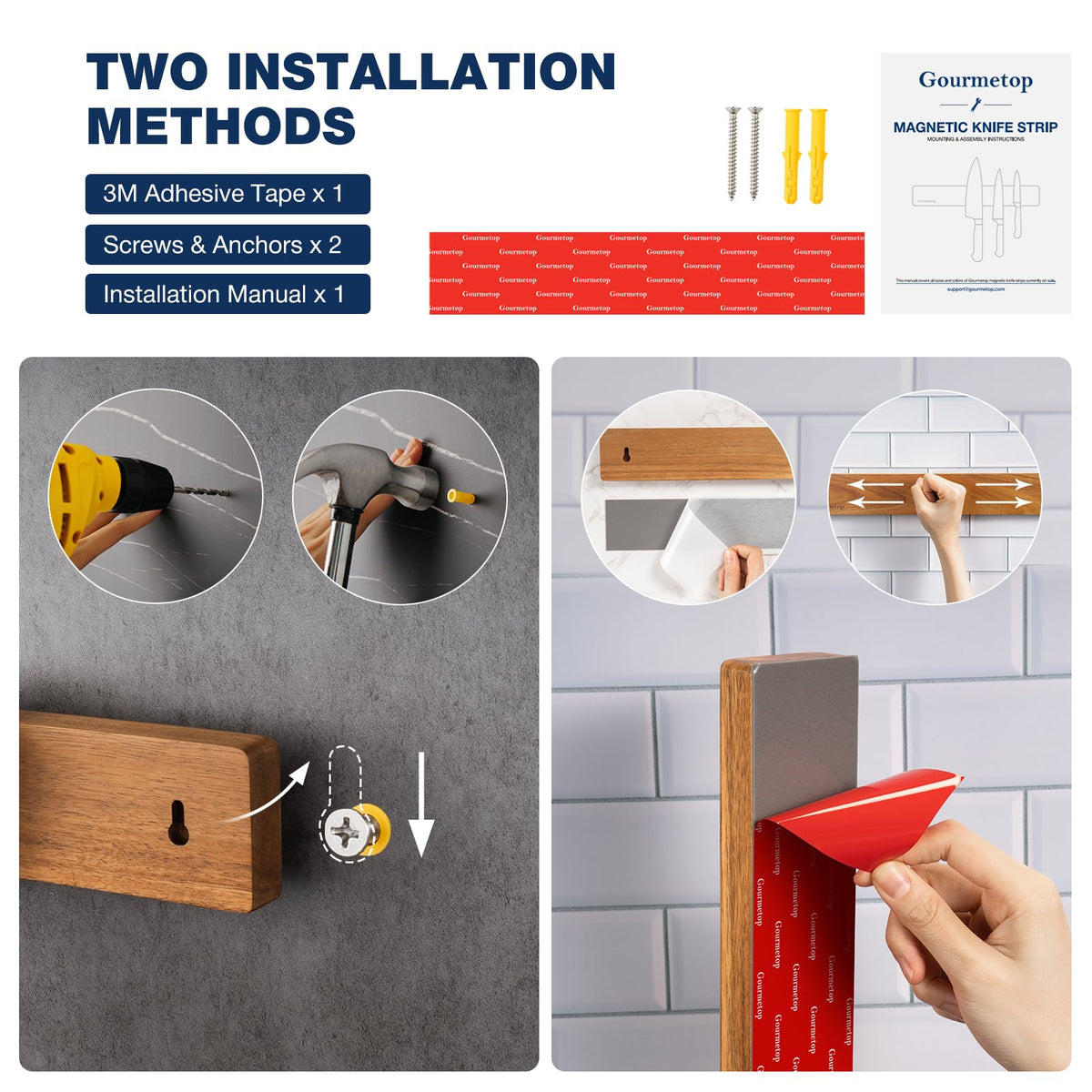 Gourmetop kitchen knife storage keeps blades organized and within reach during prep.